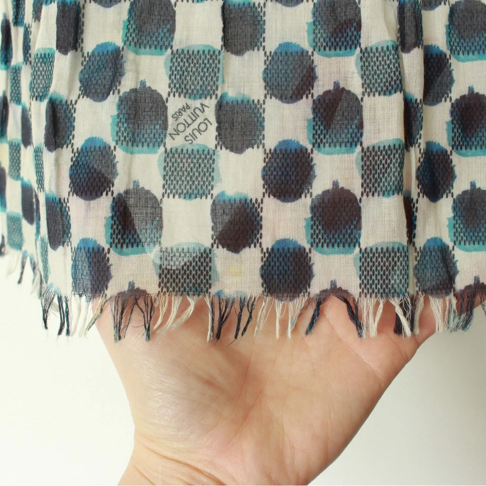 Louis Vuitton Blue and Black Checkered Scarf